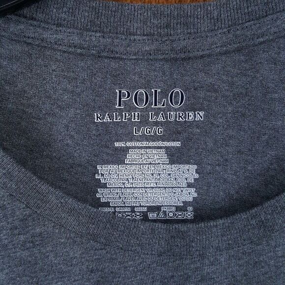 POLO RALPH LAUREN Shirt Mens Large Gray Pullover Crew Long Sleeve Polo Bear Logo - Picture 2 of 7